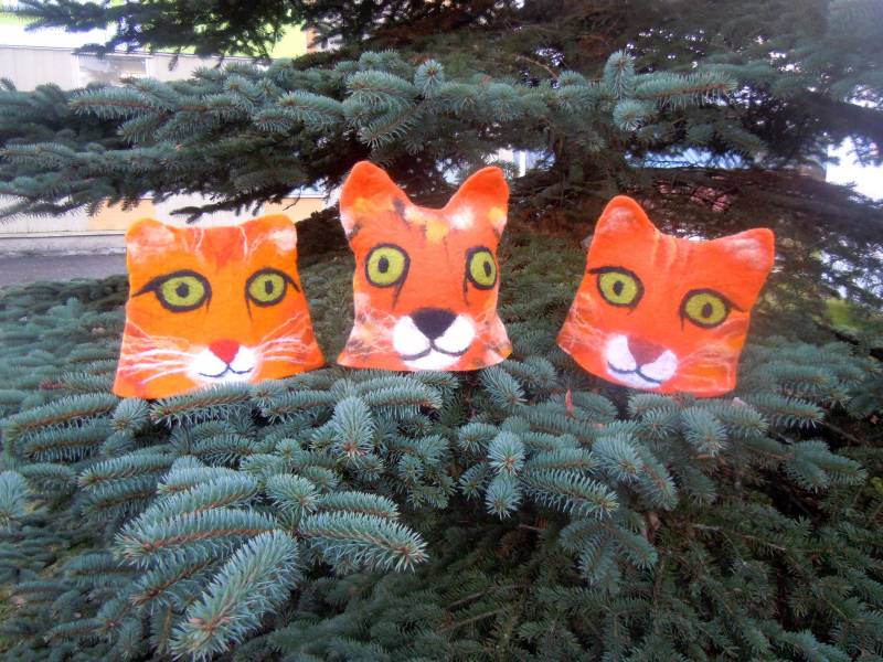 Orange Katzenmütze Filz Tierhut Grün Augen Tigermütze Festival Kostüm Winter Warme Wollmütze Saunahut Orange Katzenmütze Filz Tierhut Grün Augen Tigermütze Festival Kostüm Winter Warme Wollmütze Saunahut von IevaDerFantasyWool