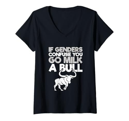 Damen Lustiges Zitat If Genders Confuse You Go Milk A Bull T-Shirt mit V-Ausschnitt Damen Lustiges Zitat If Genders Confuse You Go Milk A Bull T-Shirt mit V-Ausschnitt von If Genders Confuse You Go Milk A Bull Gift