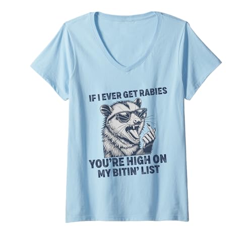 Damen Wenn ich jemals Tollwut Kriege, stehst du ganz Oben auf meiner Liste Waschbär T-Shirt mit V-Ausschnitt Damen Wenn ich jemals Tollwut Kriege, stehst du ganz Oben auf meiner Liste Waschbär T-Shirt mit V-Ausschnitt von If I Ever Get Rabies, You're High On My Bitin' Lis