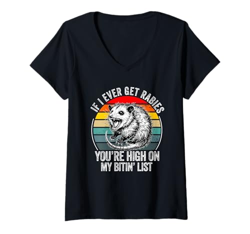 Damen Wenn ich jemals Tollwut Kriege, stehst du ganz Oben auf meiner Liste Waschbär T-Shirt mit V-Ausschnitt Damen Wenn ich jemals Tollwut Kriege, stehst du ganz Oben auf meiner Liste Waschbär T-Shirt mit V-Ausschnitt von If I Ever Get Rabies, You're High On My Bitin' Lis