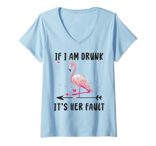 Damen If I'm Drunk It's Her Fault, lustige Junggesellinnenabschied, Hochzeitsfeier T-Shirt mit V-Ausschnitt Damen If I'm Drunk It's Her Fault, lustige Junggesellinnenabschied, Hochzeitsfeier T-Shirt mit V-Ausschnitt von If I'm Drunk It's Her Fault Tee shirt
