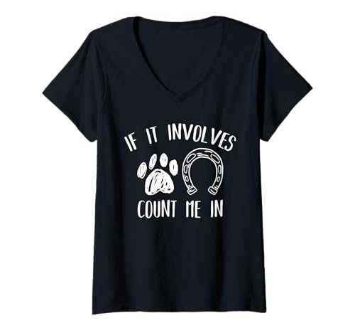 Damen T-Shirt mit Aufschrift If It Involves Dogs & Horses, für Hundeliebhaber T-Shirt mit V-Ausschnitt Damen T-Shirt mit Aufschrift If It Involves Dogs & Horses, für Hundeliebhaber T-Shirt mit V-Ausschnitt von If It Involves Dogs & Horses Tshirt