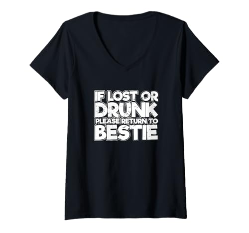 Damen Bester Freund Lustig Wenn Sie Sich verlaufen oder betrunken sind, kehren Sie Bitte zu Bestie zurück T-Shirt mit V-Ausschnitt Damen Bester Freund Lustig Wenn Sie Sich verlaufen oder betrunken sind, kehren Sie Bitte zu Bestie zurück T-Shirt mit V-Ausschnitt von If Lost Or Drunk Please Return To Bestie Gift