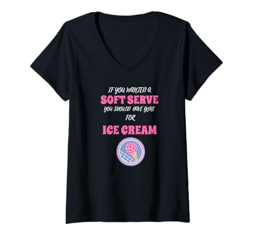 Damen Wenn du einen Softserve willst, HOL dir Ice Cream Funny Volleyball T-Shirt mit V-Ausschnitt Damen Wenn du einen Softserve willst, HOL dir Ice Cream Funny Volleyball T-Shirt mit V-Ausschnitt von If You Want A Soft Serve Funny Volleyball Gifts