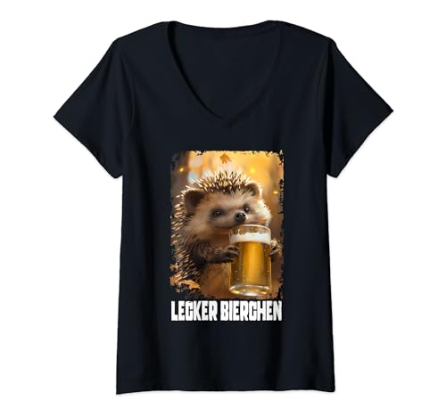 Damen Lecker Bierchen Igel T-Shirt mit V-Ausschnitt Damen Lecker Bierchen Igel T-Shirt mit V-Ausschnitt von Igel Bier Design