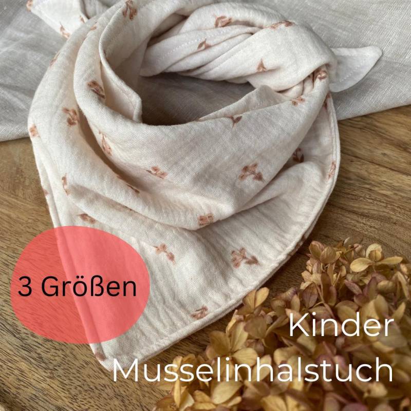 Musselin Tuch Kinder Und Baby | Halstuch Creme Blumenmuster Unikat Musselintuch in 3 Verschiedenen Größen von Igelwerkstatt