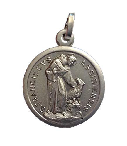 Medaille des Heiligen Franz von Assisi mit dem Wolf in 925 Sterling Silber - Patron von Europa von I G J