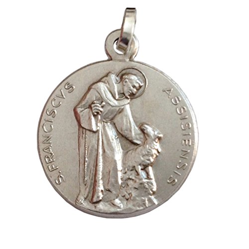 I G J Medaille des Heiligen Franz von Assisi in 925 Sterling Silber - Patron von Europa von I G J