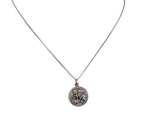 Medaille des Heiligen Georg in Sterling Silber mit Sterling Silber-Kette von I G J