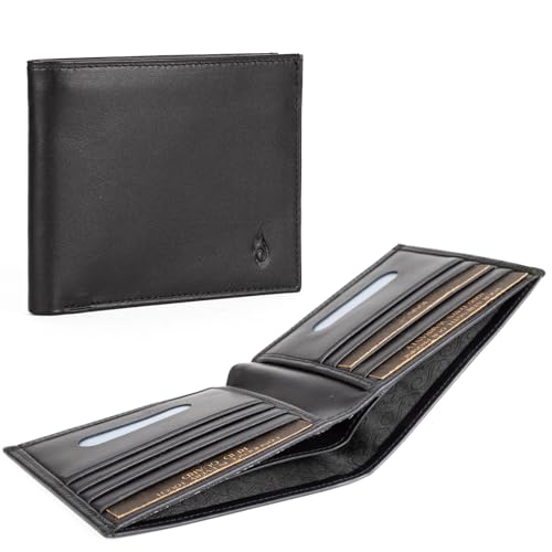 Ignis Craft RFID-blockierende, minimalistische Bifold, ultradünnes Design, Geldbörse für Herren, Kartenetui aus echtem Leder mit sicheren Hüllen, Soloist Onyx, Minimale Geldbörse aus Leder von Ignis Craft