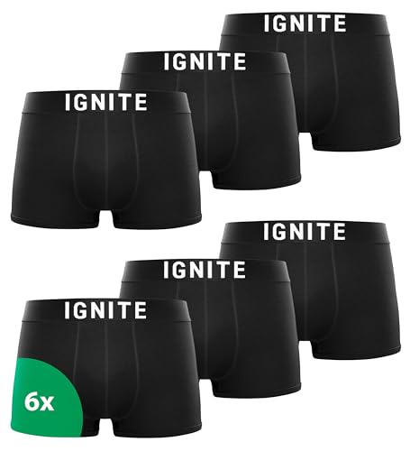 Ignite Boxershorts Herren Baumwolle 95% Elastan 5% Unterhosen 6X Stück Männer Unterwäsche Atmungsaktiv | Größe S von Ignite