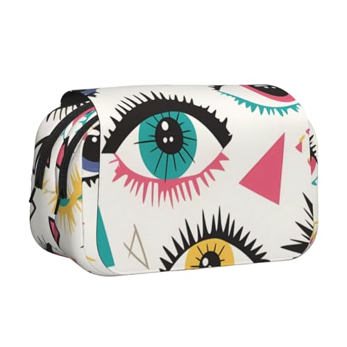 Ice and Fire Dragons Doppelschichtiges Federmäppchen, Oxford-Stoff, Stifttasche mit Reißverschluss und Klappe, große Kapazität, Schreibwarentasche für Schule, Büro, Reisen, Evil Eyes1, Einheitsgröße von IguaTu