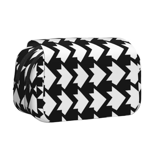 Ice and Fire Dragons Doppelschichtiges Federmäppchen, Oxford-Stoff, Stifttasche mit Reißverschluss und Klappe, große Kapazität, Schreibwarentasche für Schule, Büro, Reisen, Houndstooth Schwarz von IguaTu