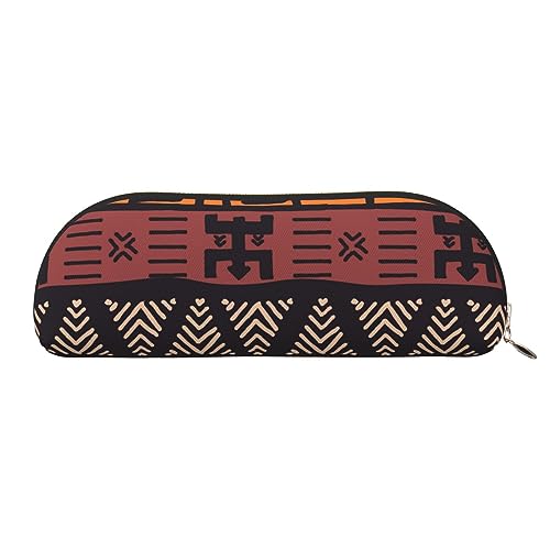 IguaTu African Mud Cloth Tribal Leather Pencil Pouch - Cosmetic Bag with Smooth Zip - Coin Bag - Office Stationery Organizer, gold, Einheitsgröße, Schulranzen von IguaTu