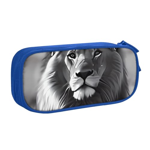 IguaTu Afrikanischer Löwe schwarz und weiß große Kapazität Federmäppchen - Doppelschicht Schreibwaren Organizer für Schule, Büro, Reisen, blau, Einheitsgröße, Kosmetikkoffer von IguaTu