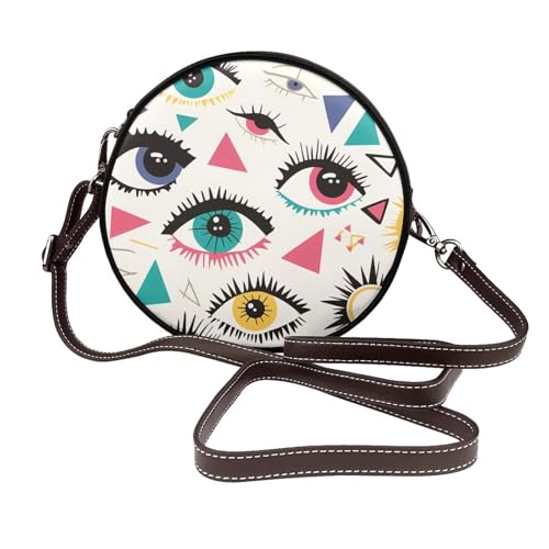 IguaTu Ballettschuh-Umhängetasche, rund, Leder, mit abnehmbarem Riemen, stilvolle Crossbody-Tasche, Evil Eyes1, Einheitsgröße IguaTu Ballettschuh-Umhängetasche, rund, Leder, mit abnehmbarem Riemen, stilvolle Crossbody-Tasche, Evil Eyes1, Einheitsgröße von IguaTu