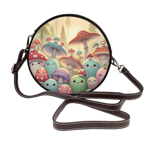IguaTu Ballettschuh-Umhängetasche, rund, Leder, mit abnehmbarem Riemen, stilvolle Crossbody-Tasche, mushroom, Einheitsgröße IguaTu Ballettschuh-Umhängetasche, rund, Leder, mit abnehmbarem Riemen, stilvolle Crossbody-Tasche, mushroom, Einheitsgröße von IguaTu