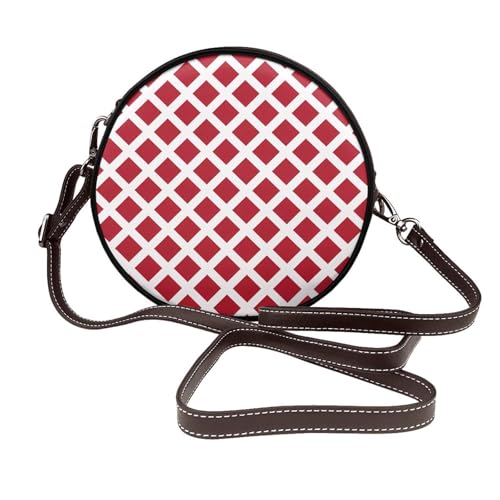 IguaTu Ballettschuh-Umhängetasche, rund, Leder, mit abnehmbarem Riemen, stilvolle Crossbody-Tasche, rot / weiß, Einheitsgröße IguaTu Ballettschuh-Umhängetasche, rund, Leder, mit abnehmbarem Riemen, stilvolle Crossbody-Tasche, rot / weiß, Einheitsgröße von IguaTu