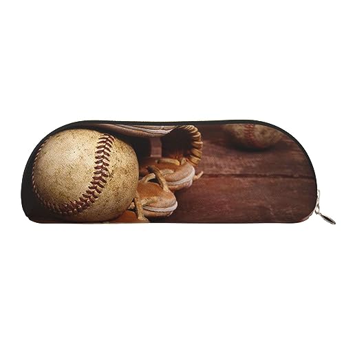 IguaTu Baseball-Leder-Bleistiftbeutel - Kosmetiktasche mit glattem Reißverschluss - Münztasche - Bürobedarf Organizer, gold, Einheitsgröße, Schulranzen von IguaTu