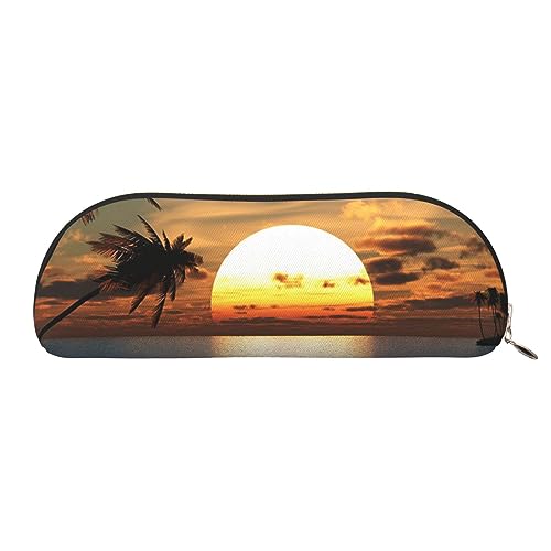 IguaTu Beach Sunrise Leder Federmäppchen Kosmetiktasche mit glattem Reißverschluss Münzbeutel Büro Schreibwaren Organizer, gold, Einheitsgröße, Schulranzen von IguaTu