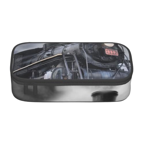 IguaTu Bear Federmäppchen mit großem Fassungsvermögen, für Schule, Schreibwaren-Organizer-Tasche mit Fächern, Reißverschlusstasche, Dampflok Wolken, Einheitsgröße, Kosmetikkoffer von IguaTu