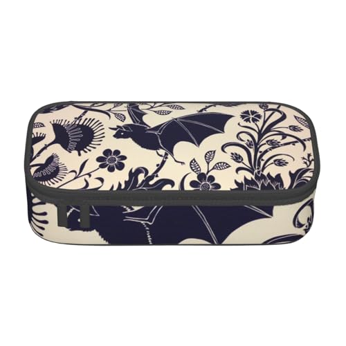 IguaTu Bear Federmäppchen mit großem Fassungsvermögen, für Schule, Schreibwaren-Organizer-Tasche mit Fächern, Reißverschlusstasche, Fledermausdruck, Einheitsgröße, Kosmetikkoffer von IguaTu