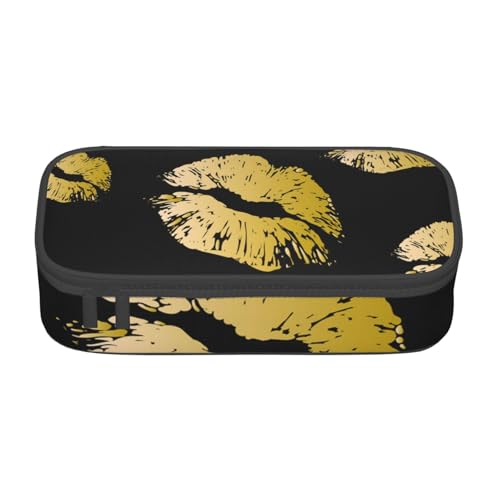 IguaTu Bear Federmäppchen mit großem Fassungsvermögen, für Schule, Schreibwaren-Organizer-Tasche mit Fächern, Reißverschlusstasche, Goldlippen, Einheitsgröße, Kosmetikkoffer von IguaTu