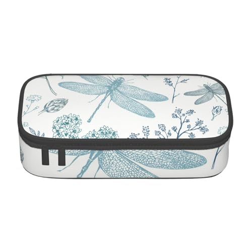 IguaTu Bear Federmäppchen mit großem Fassungsvermögen, für Schule, Schreibwaren-Organizer-Tasche mit Fächern, Reißverschlusstasche, libelle, Einheitsgröße, Kosmetikkoffer von IguaTu