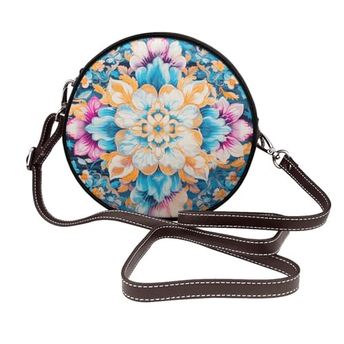 IguaTu Bedruckte Lippen, runde Leder-Umhängetasche für Damen, mit abnehmbarem Riemen, stilvolle Crossbody-Tasche, Böhmisches Blau, Einheitsgröße IguaTu Bedruckte Lippen, runde Leder-Umhängetasche für Damen, mit abnehmbarem Riemen, stilvolle Crossbody-Tasche, Böhmisches Blau, Einheitsgröße von IguaTu