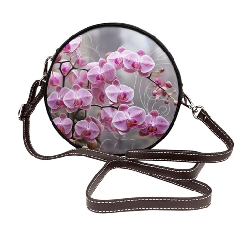 IguaTu Bedruckte Lippen, runde Leder-Umhängetasche für Damen, mit abnehmbarem Riemen, stilvolle Crossbody-Tasche, Rosa Orchidee, Einheitsgröße IguaTu Bedruckte Lippen, runde Leder-Umhängetasche für Damen, mit abnehmbarem Riemen, stilvolle Crossbody-Tasche, Rosa Orchidee, Einheitsgröße von IguaTu