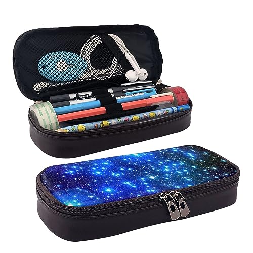 IguaTu Blau Glänzende Sterne Federmäppchen Große Kapazität Bedrucktes Federmäppchen Schreibwaren Organizer für Schule Bürobedarf, Blau leuchtende Sterne, Einheitsgröße, Beauty Case von IguaTu