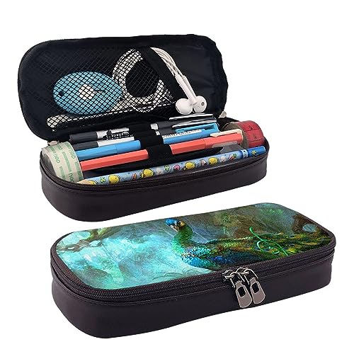 IguaTu Blau Glänzende Sterne Federmäppchen Große Kapazität Bedrucktes Federmäppchen Schreibwaren Organizer für Schule Bürobedarf, Bunte Pfau, Einheitsgröße, Beauty Case von IguaTu