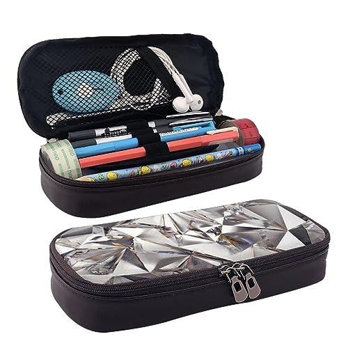 IguaTu Blau Glänzende Sterne Federmäppchen Große Kapazität Bedrucktes Federmäppchen Schreibwaren Organizer für Schule Bürobedarf, Glitzer, abstraktes Diamant-Kristallmuster, Einheitsgröße, Beauty Case von IguaTu