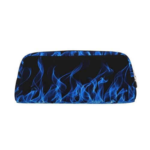 IguaTu Blue Flame Federmäppchen, Leder, Reißverschluss, dreidimensionales Federmäppchen, große Kapazität, Kosmetiktasche, Schreibwaren-Tasche, Blaue Flamme, Einheitsgröße, Schulranzen von IguaTu