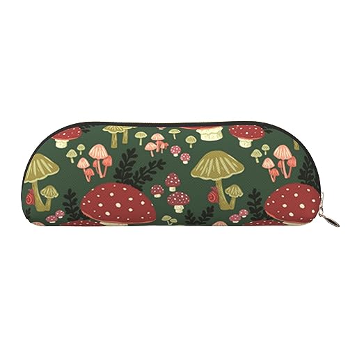 IguaTu Bright Mushrooms Art Leather Pencil Pouch - Cosmetic Bag with Smooth Zip - Coin Bag - Office Stationery Organizer, gold, Einheitsgröße, Schulranzen von IguaTu