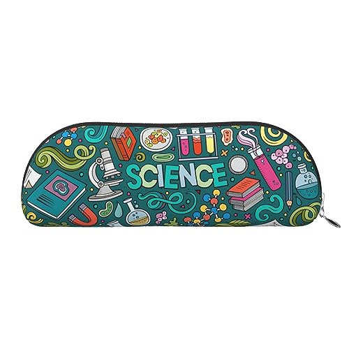 IguaTu Cartoon Science Theme Leder Bleistift Tasche - Kosmetiktasche mit glattem Reißverschluss - Münztasche - Büro Schreibwaren Organizer, silber, Einheitsgröße, Schulranzen von IguaTu