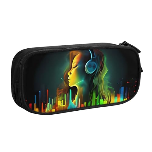 IguaTu Coole Musik Große Kapazität Federmäppchen - Doppelschicht Schreibwaren Organizer für Schule, Büro, Reisen, Schwarz , Einheitsgröße, Kosmetikkoffer von IguaTu