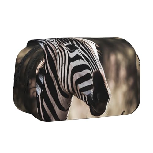 IguaTu Cooles Schlagzeug-Set, doppellagiges Federmäppchen, Oxford-Stoff, Stifttasche mit Reißverschluss und Klappe, große Kapazität, Schreibwarentasche für Schule, Büro, Reisen, Zebra Tier von IguaTu