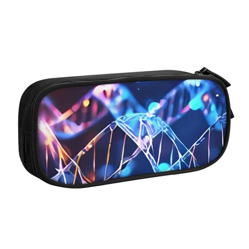 IguaTu DNA Genetic Helix Federmäppchen mit großer Kapazität – doppellagiger Schreibwaren-Organizer für Schule, Büro, Reisen, Schwarz , Einheitsgröße, Kosmetikkoffer von IguaTu