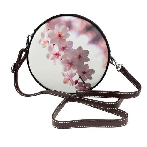 IguaTu Dalmatiner Hund Runde Leder Schultertasche für Frauen mit abnehmbarem Riemen, stilvolle Crossbody Circle Geldbörse, Kirschblüten, Einheitsgröße IguaTu Dalmatiner Hund Runde Leder Schultertasche für Frauen mit abnehmbarem Riemen, stilvolle Crossbody Circle Geldbörse, Kirschblüten, Einheitsgröße von IguaTu