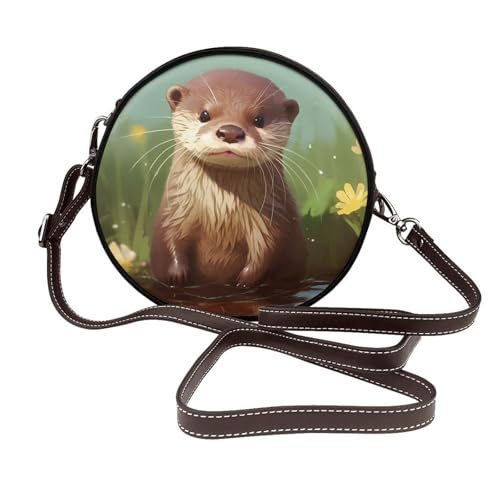 IguaTu Dalmatiner Hund Runde Leder Schultertasche für Frauen mit abnehmbarem Riemen, stilvolle Crossbody Circle Geldbörse, Niedlicher Otter, Einheitsgröße IguaTu Dalmatiner Hund Runde Leder Schultertasche für Frauen mit abnehmbarem Riemen, stilvolle Crossbody Circle Geldbörse, Niedlicher Otter, Einheitsgröße von IguaTu