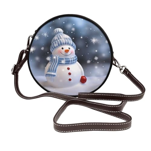 IguaTu Dalmatiner Hund Runde Leder Schultertasche für Frauen mit abnehmbarem Riemen, stilvolle Crossbody Circle Geldbörse, Weihnachtlicher Schneemann, Einheitsgröße IguaTu Dalmatiner Hund Runde Leder Schultertasche für Frauen mit abnehmbarem Riemen, stilvolle Crossbody Circle Geldbörse, Weihnachtlicher Schneemann, Einheitsgröße von IguaTu