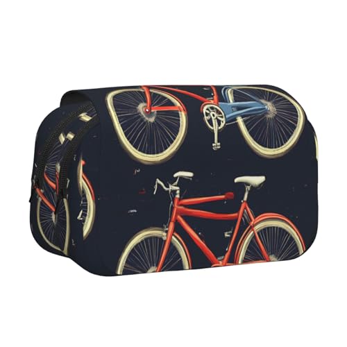 IguaTu Deer Art Doppelschichtiges Federmäppchen, Oxford-Stoff, Stifteetui mit Reißverschluss und Klappe, große Kapazität, Schreibwarentasche für Schule, Büro, Reisen, Fahrräder, Radfahren, 1 von IguaTu