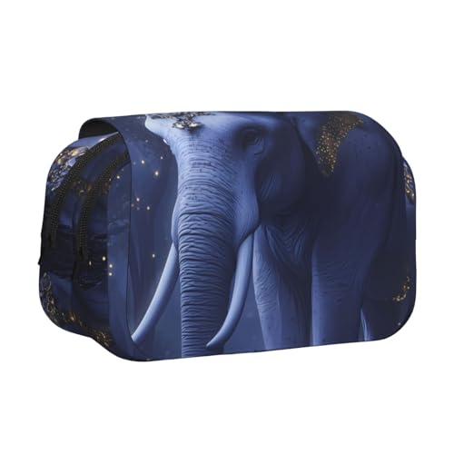 IguaTu Deer Art Doppelschichtiges Federmäppchen, Oxford-Stoff, Stifteetui mit Reißverschluss und Klappe, große Kapazität, Schreibwarentasche für Schule, Büro, Reisen, Weißer Elefant, Einheitsgröße von IguaTu