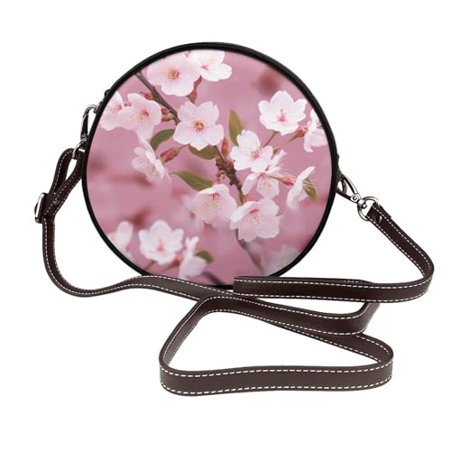 IguaTu Dolphins Blue Round Leather Shoulder Bag for Women with Detachable Strap Stylish Crossbody Circle Purse, Rosa Kirschblüten, Einheitsgröße IguaTu Dolphins Blue Round Leather Shoulder Bag for Women with Detachable Strap Stylish Crossbody Circle Purse, Rosa Kirschblüten, Einheitsgröße von IguaTu