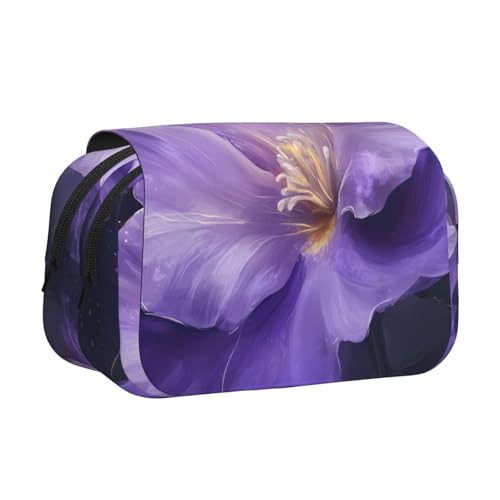 IguaTu Doppelschichtiges Federmäppchen mit Elefanten-Sonnenblumen-Motiv, Oxford-Stoff, mit Reißverschluss und Klappe, große Kapazität, Schreibwarentasche für Schule, Büro, Reisen, Schöne lila Blume IguaTu Doppelschichtiges Federmäppchen mit Elefanten-Sonnenblumen-Motiv, Oxford-Stoff, mit Reißverschluss und Klappe, große Kapazität, Schreibwarentasche für Schule, Büro, Reisen, Schöne lila Blume von IguaTu