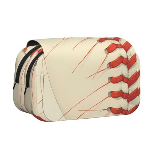 IguaTu Doppelschichtiges Federmäppchen mit Sonnenblumen-Flagge aus Oxford-Stoff mit Reißverschluss und Klappe, große Kapazität, Schreibwarentasche für Schule, Büro, Reisen, Sport Ball Baseball von IguaTu