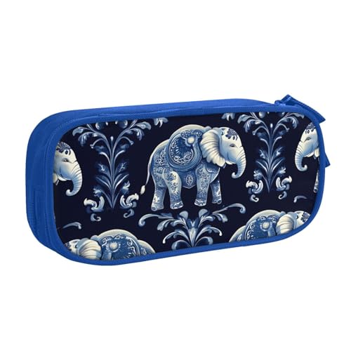 IguaTu Elephant Federmäppchen mit großer Kapazität – Doppelschichtiger Schreibwaren-Organizer für Schule, Büro, Reisen, blau, Einheitsgröße, Kosmetikkoffer von IguaTu