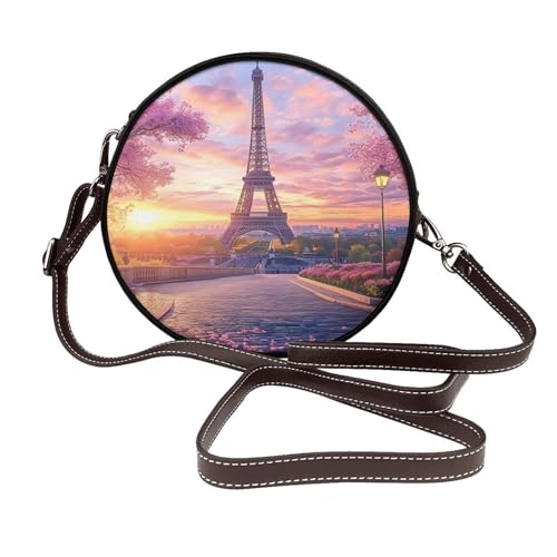 IguaTu England Symbols Runde Leder-Umhängetasche für Damen mit abnehmbarem Riemen, stilvolle Crossbody-Kreis-Geldbörse, Eiffelturm in Paris, Einheitsgröße IguaTu England Symbols Runde Leder-Umhängetasche für Damen mit abnehmbarem Riemen, stilvolle Crossbody-Kreis-Geldbörse, Eiffelturm in Paris, Einheitsgröße von IguaTu