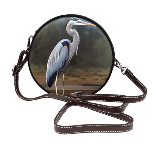 IguaTu Englische Bulldogge, runde Leder-Umhängetasche für Damen, mit abnehmbarem Riemen, stilvolle Crossbody-Tasche, Heron, Einheitsgröße IguaTu Englische Bulldogge, runde Leder-Umhängetasche für Damen, mit abnehmbarem Riemen, stilvolle Crossbody-Tasche, Heron, Einheitsgröße von IguaTu